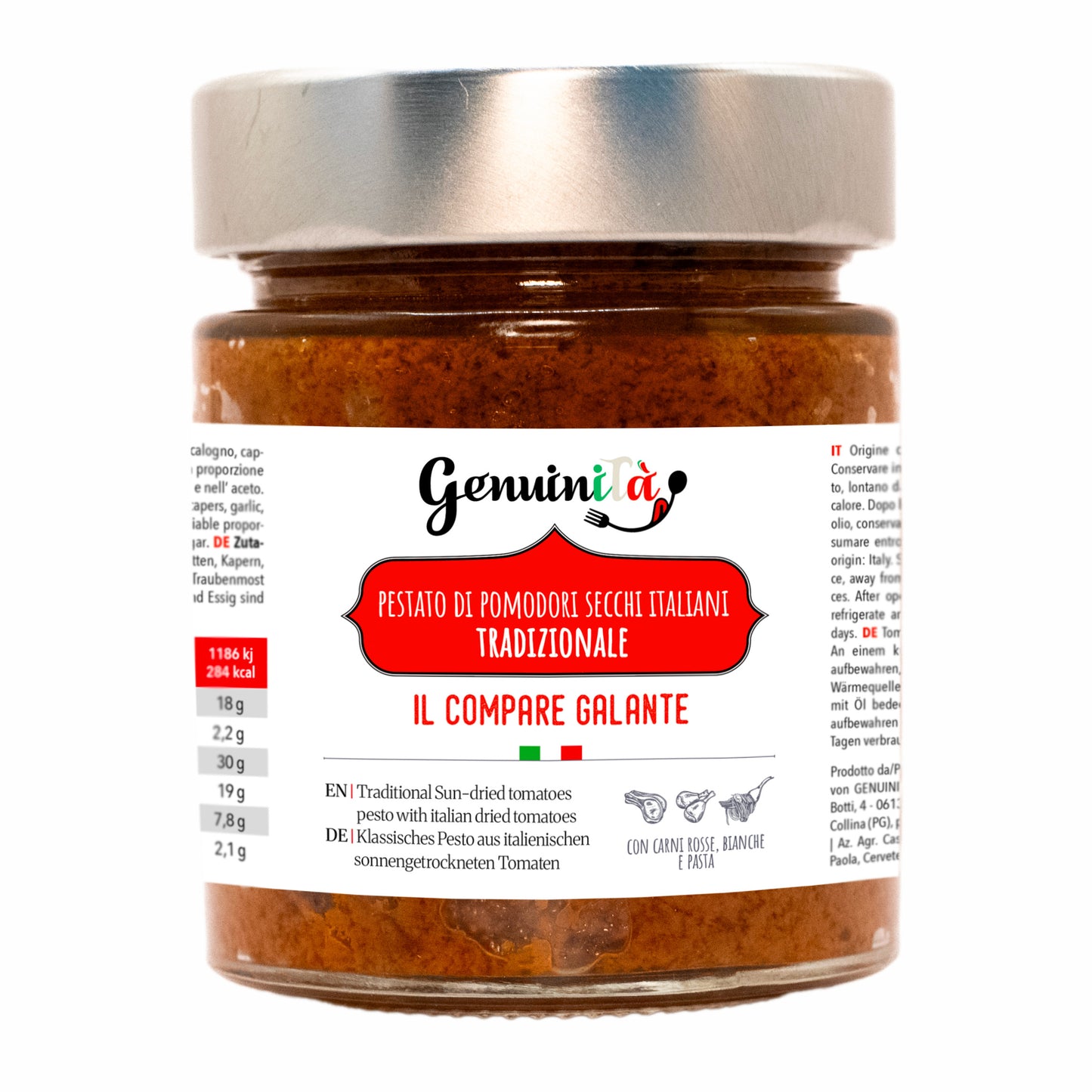 GENUINITA' IL COMPARE GALANTE - Sun-dried tomatoes pesto - 156 ml jar